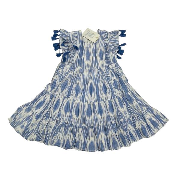 NWT Mer St. Barth Size 2 Sophie Tassel Dress in Blue Ikat - Picture 1 of 6